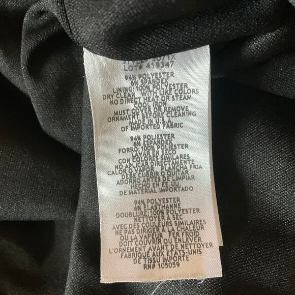 XSCAPE Women's Cocktail Dress Size 6 Black One Shoulder Beaded Midi Sheath - Picture 11 of 14